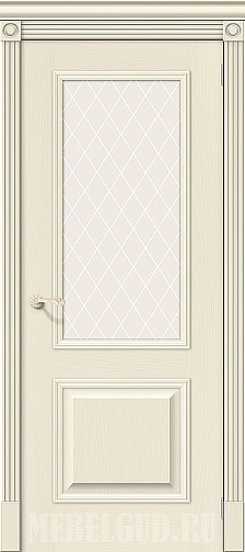 Дверь Вуд Классик-13 Ivory с художественным стеклом