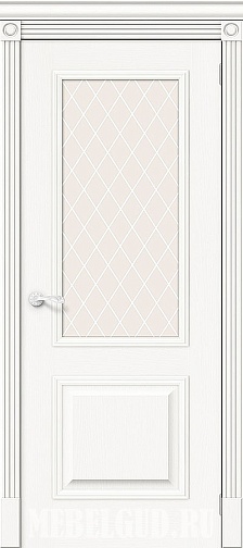 Дверь Вуд Классик-13 Whitey с художественным стеклом