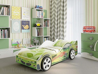 Кровать Вираж зеленая с колесами