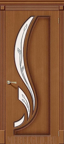 Дверь Лилия Ф-11 Орех стекло Белое