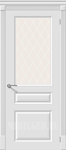 Дверь Скинни-15.1 Whitey стекло Сатинато
